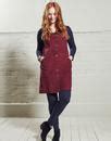 Nomads Retro S Mod Cord Popper Front Pinafore Dress Cranberry