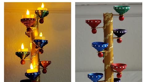 Diy Diya Stand Easy Diwali Decoration Easy Newspaper Diya Stand