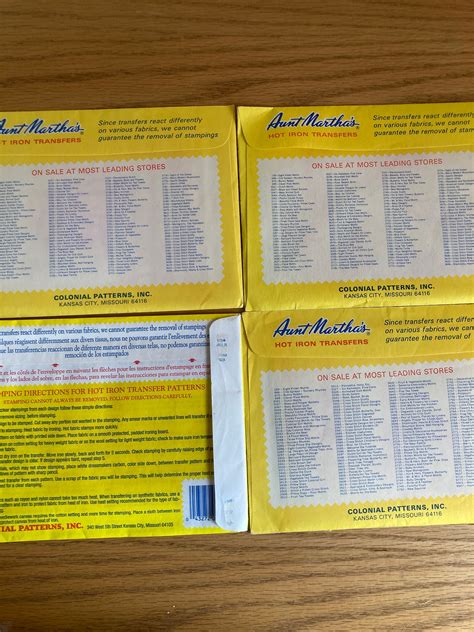 Set Of 4 Aunt Marthas Hot Iron Transfers Etsy