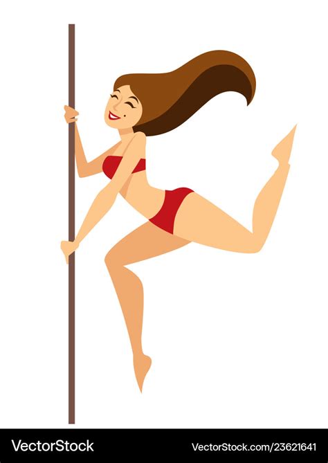 Attractive Girl In Red Bikini Dances Around Pole Vector Image