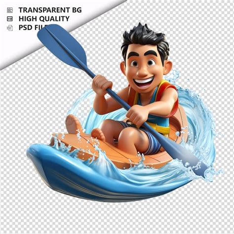 Persona Latina Paddling D Estilo De Dibujos Animados Fondo Blanco I Archivo Psd Premium