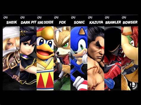 Sheik Vs Dark Pit Vs King Dedede Vs Fox Vs Sonic Vs Kazuya Vs Mii