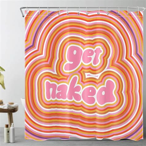 Amazon LB Funny Get Naked Shower Curtain Abstract Ombre Striped Aesthetic Shower Curtains