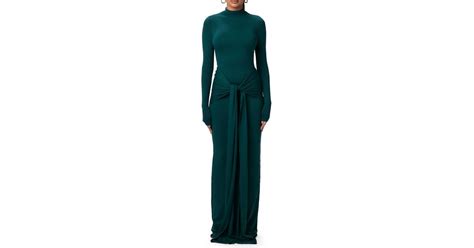 Naked Wardrobe Tie Front Long Sleeve Maxi Dress In Green Lyst