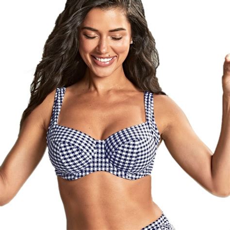 Plavky vrchní díl PANACHE SWIM OLIVIA FULL CUP BIKINI NAVY GINGHAM Caresse BraExpert