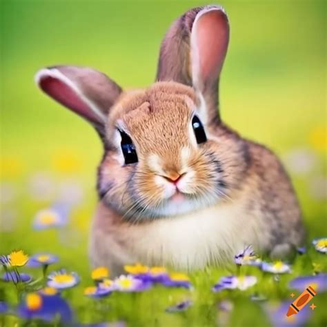 Cute Bunny In A Field Of Flowers On Craiyon