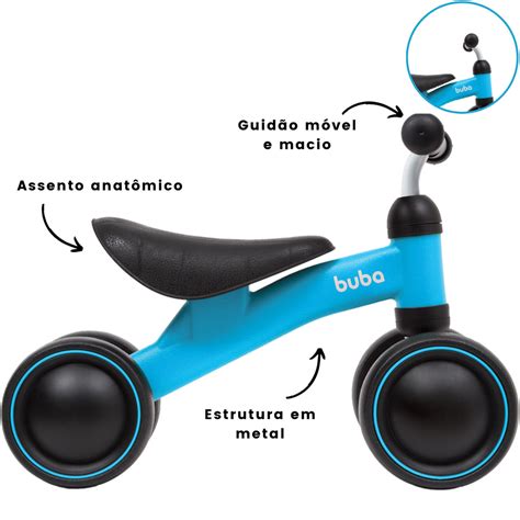 Bicicleta Buba Idade - Bicicleta de Equilibrio Infantil 4 rodas Sem Pedal Buba - Rck Express
