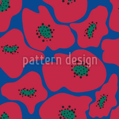 Abstract Poppy Flowers Seamless Vector Pattern Design