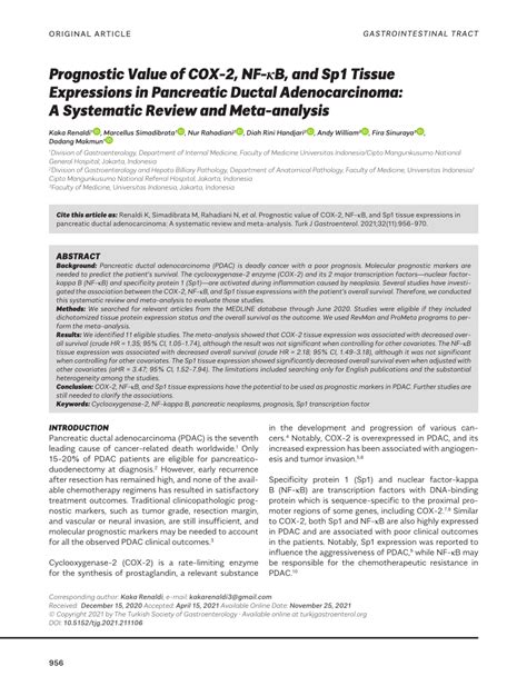 Pdf Prognostic Value Of Cox Nf B And Sp Tissue Expressions In