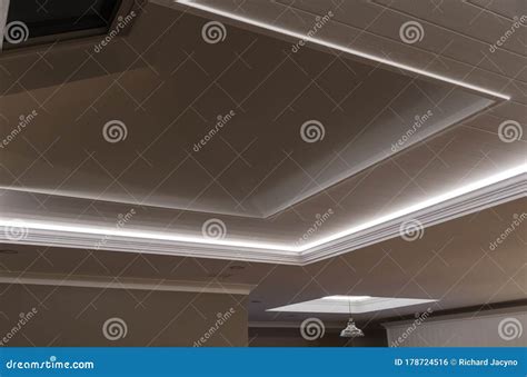 Decorative Recessed Ceiling With Led Strip Lighting Royalty Free Stock
