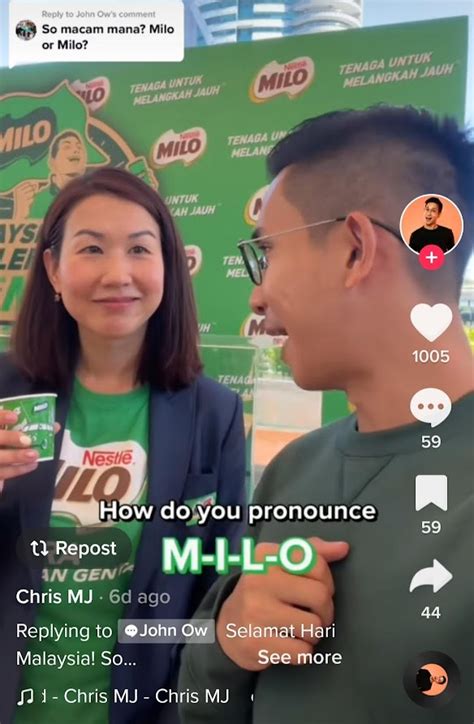 'My-lo' Or 'Mee-lo'? Milo M'sia Business Executive Officer Is Here To ...