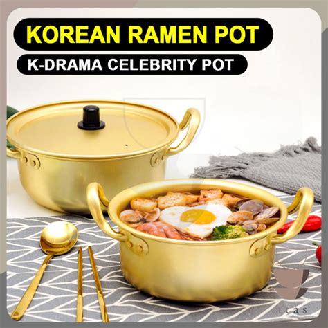 Korean Style Korea Ramen Pot Noodle Golden Yellow Aluminium Soup With