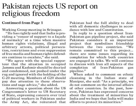 Dawn Epaper May Pakistan Rejects Us Report On Religious