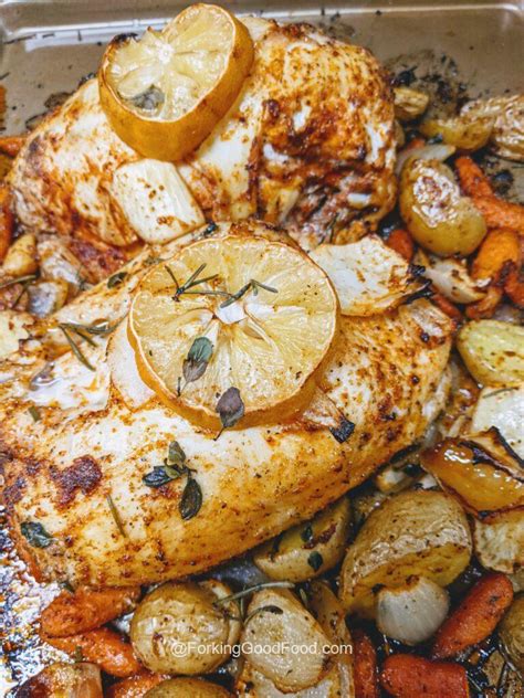 Sheet Pan Roasted Split Chicken Breasts With Vegetables Forking Good Food