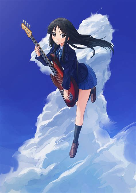 The Big Imageboard Tbib 1girl Akiyama Mio Bass Guitar Black Eyes