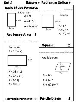 Area, Perimeter, Circumference Formula References by Caffeine Queen Teacher