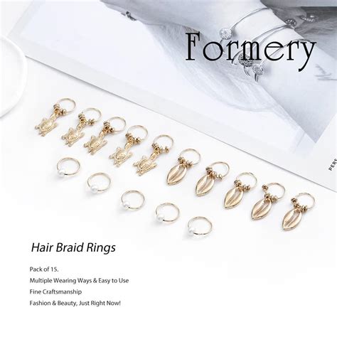 Gold Tortoise Shell Loc Hair Rings 15pcs Hair Jewels Clips For