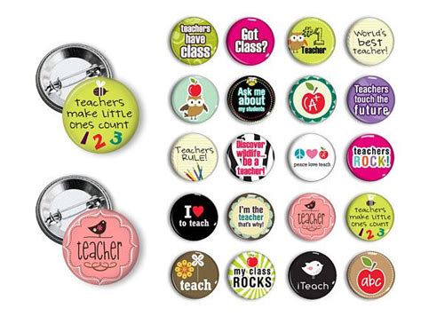 Teacher Pins School Teacher 125 Or 175 Inch Pinback Buttons Pins