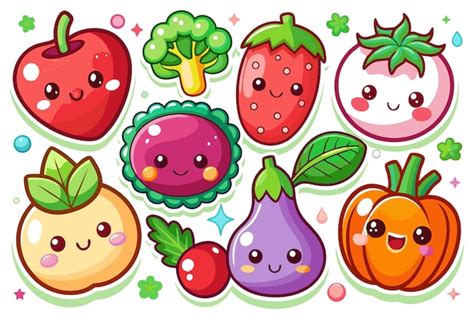 Frutas De Dibujos Animados Con Caras Sonrientes Y Colores Vibrantes