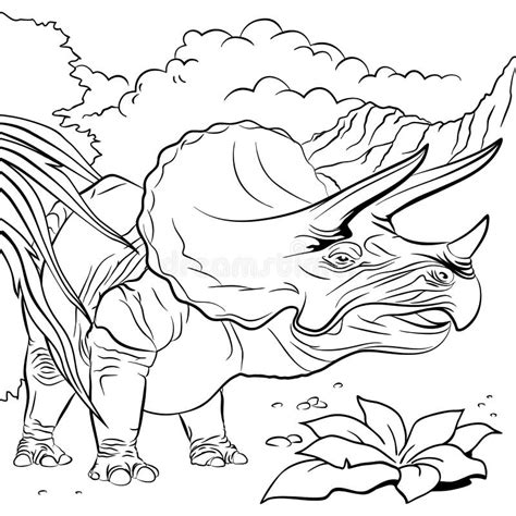 Dinossauro Do Triceratops Para O Livro Para Colorir Ilustração