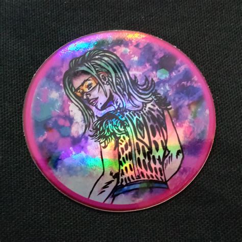 Cyberpunk Sticker Neon Girl Holographic Synthwave Vaporwave Outrun