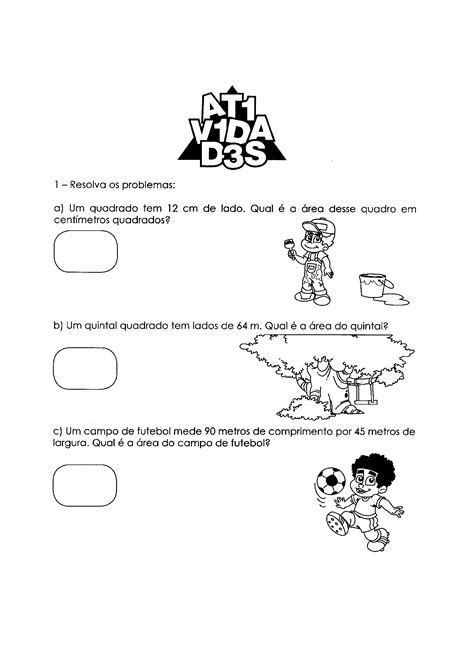 EXERCÍCIOS SOBRE A ÁREA E PERÍMETRO PARA O 4º ANO