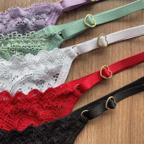 Kit Calcinhas String Regulagem Coração Luxo em Renda Fio Dental Sexy Lingerie Feminina Moda
