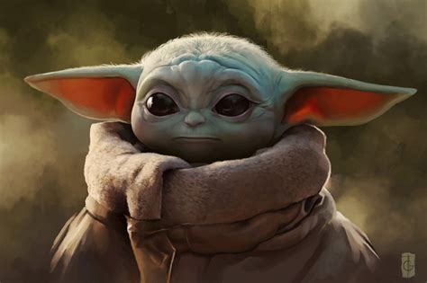 Wallpaper Star Wars Artwork The Mandalorian Baby Yoda 1920x1280