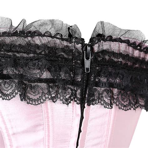 Sexy Satin Lace Overlay Corset Bustier Overbust Burlesque Corselet Top Bodyshaper Lingerie