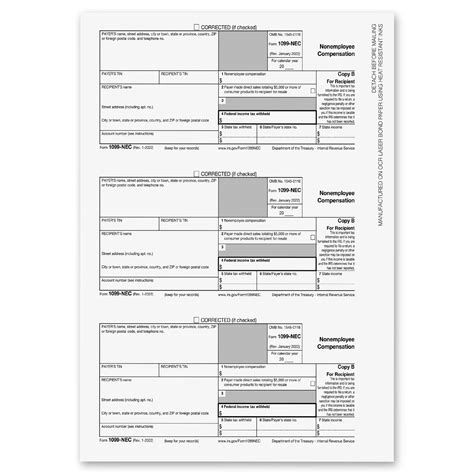 1099 NEC Forms 2023, 4 Part Tax Forms Kit, 50 Vendor Kit – Total 71
