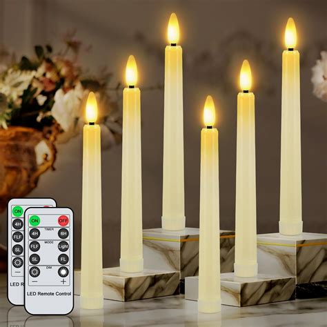 Amazon BIWAT Flameless Candles With Remote Ivory Taper Candles