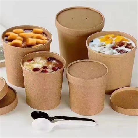 Eco Friendly Disposable Soup Paper Cup Takeaway Oz Kraft Soup Bowl