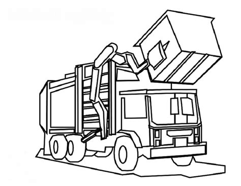 Caminhão De Lixo Desenho Para Colorir - Desenho de Caminhão de lixo moderno para colorir - Tudodesenhos