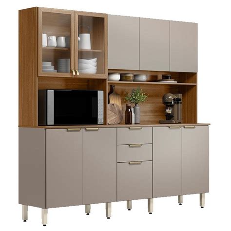 Kit para Cozinha Compacta Amora Amêndola Nude Prime Demóbile MadeiraMadeira