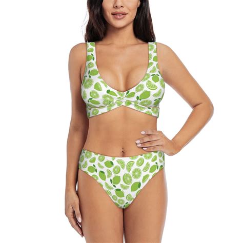 Bathing Suit For Women Cute Limes Sea Green High Waisted Bikini Set Bathing Suit Cross Lace Up