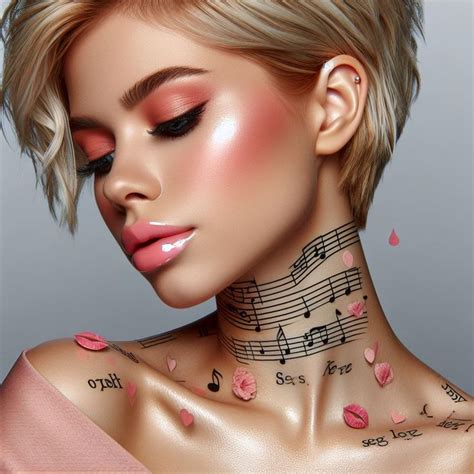Blonde Pixie Cut Rose Glossy Nude Makeup Music En 2024