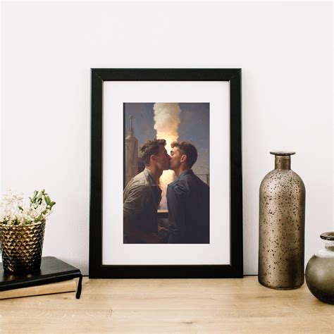 Gay Art LGBTQ Print Art Two Men Kissing Queer Art Print Etsy