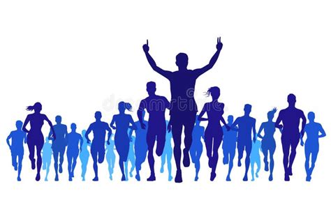 Running Sports and Large Groups Silhouettes Stock Vector - Illustration ...