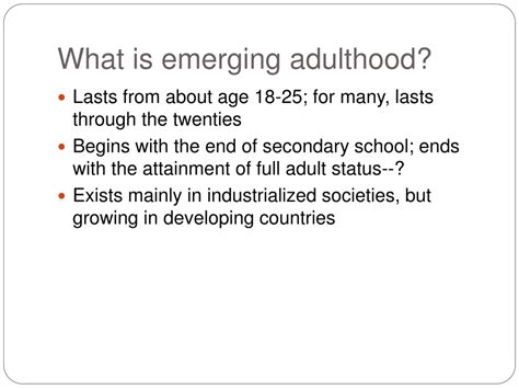PPT - Emerging Adulthood: The New Life Stage After High School PowerPoint Presentation - ID:9216593