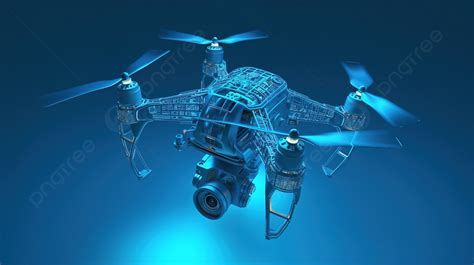 Blue Drone Hovered Above Dark Blue Backgrounds, 3d Illustration Of ...