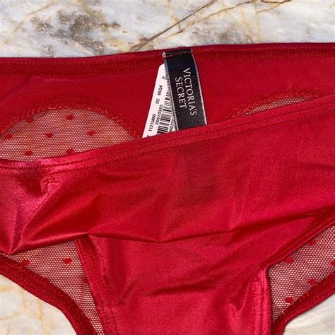 Victoria S Secret Intimates Sleepwear New Satin Silky Soft Cheeky Bikini Panty Mesh Heart