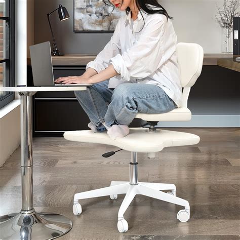 Snapklik.com : YUKSAL Cross Legged Office Chair, Criss Cross Desk Home