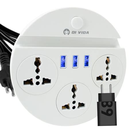 Tomada Elétrica 10a 220v 3 Saidas Universais E 3 Usb Shopee Brasil