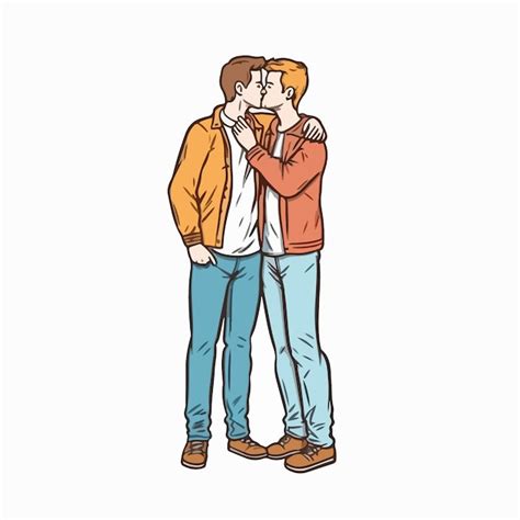 Retrato De Casal Gay Sendo Amoroso E Feliz Dois Meninos Gays Se Beijando Conceito De Comunidade