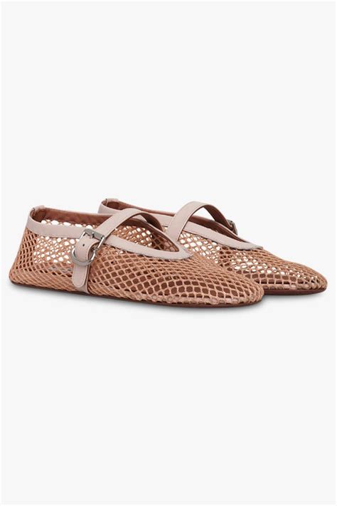 Ballerinas Strap Fishnet Patent Calfskin Nude Clair In 2024 Nude Ballet Flat Shoes