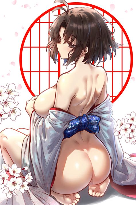 Ebora Ryougi Shiki Kara No Kyoukai Absurdres Bad Link Highres 1girl Ahoge Ass Back