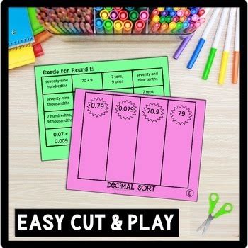 decimal sort word form expanded form unit form math center