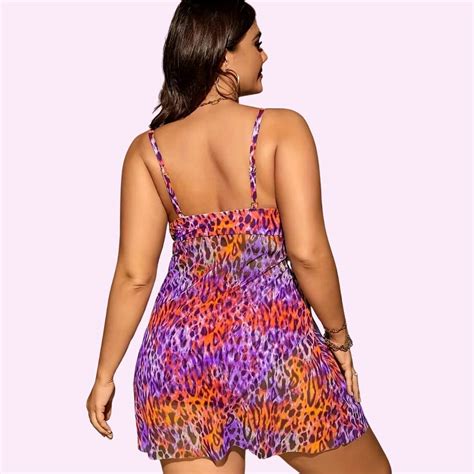 Leopard Print Plus Size Swimsuit Beach Babe Bikini