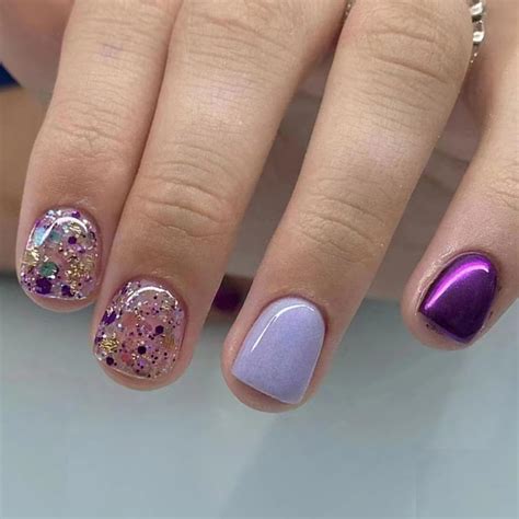 Amazon Pcs Purple Press On Nails Short Square Bhlfrh Fall Cute Nude Fake Nails Press
