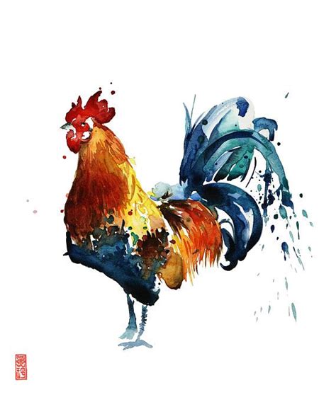 Rooster Watercolor Fine Art Giclee Print Chicken Painting